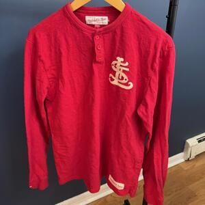 Mitchell & Ness Mens St. Louis Cardinals Henley, Red, Medium